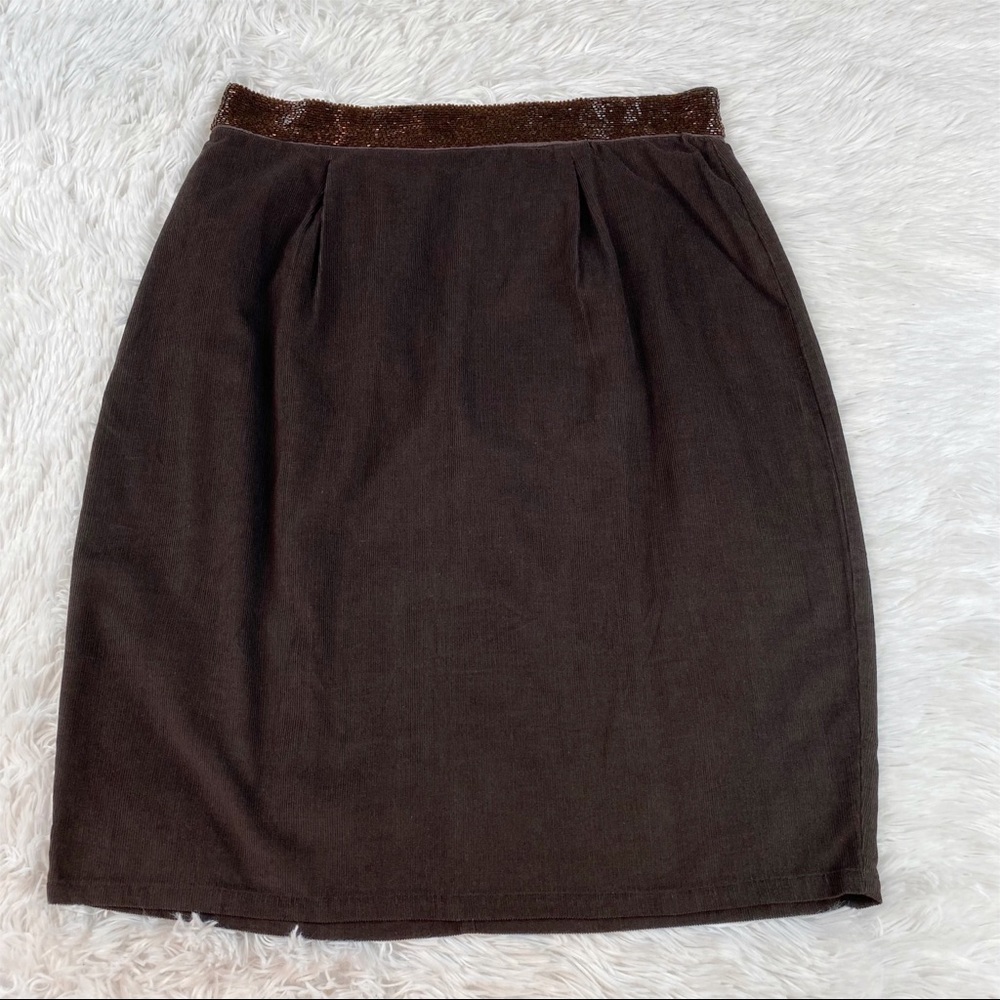 Antik Batik Women’s size L Brown‎ Corduroy embellished pencil skirt